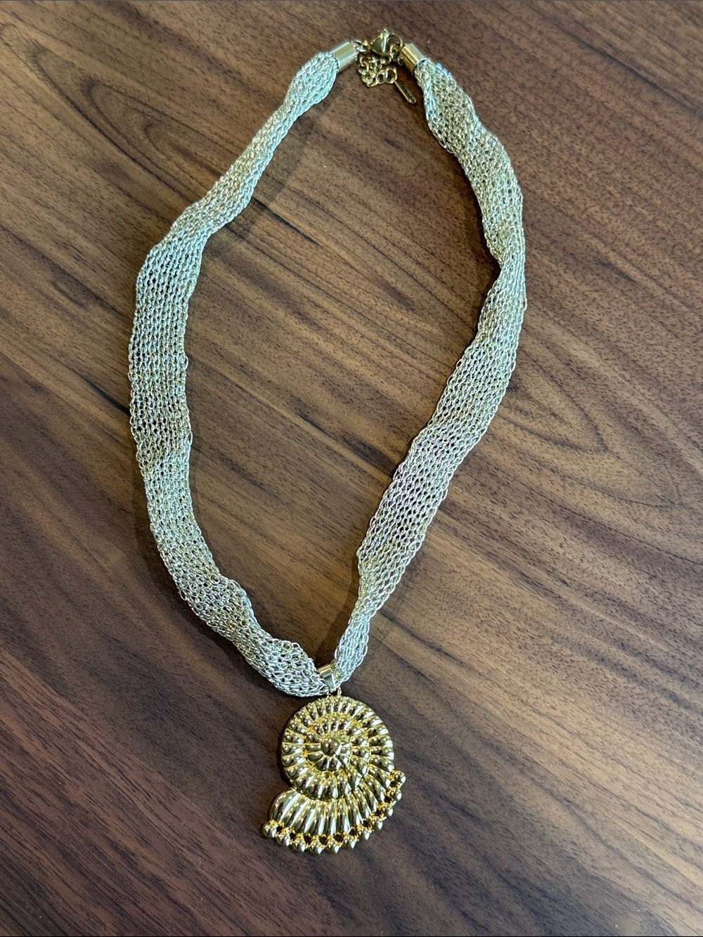New Gold Spiral Pendant Mesh Necklace - Women's Jewelry
